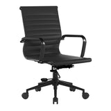 Aura All Black Medium Back Bonded Leather Executive Office Chair